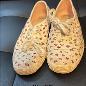 Keds Beige Sneakers with Lip Pattern